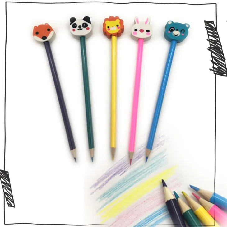 مداد رنگی فانتزی با پاک کن دو بعدی برای کودکان