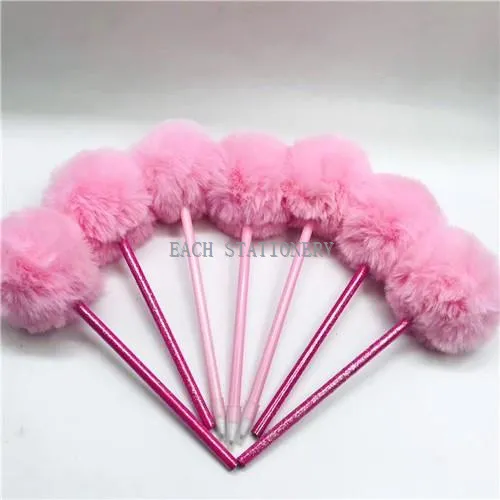 Plush Fuzzy Furry Pom Pom Plastic Pen