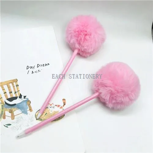 قلم پلاستیکی Fuzzy Furry Pom Pom Plastic